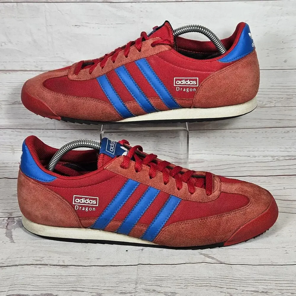 Adidas Dragon Men's 11 Red Blue Retro Classic Running Trainers Sneakers